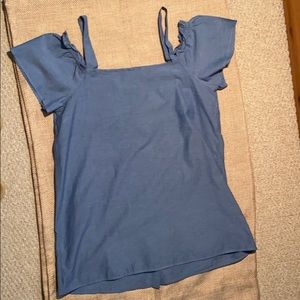 asos Chambray Strap & Cold Shoulders Top S…